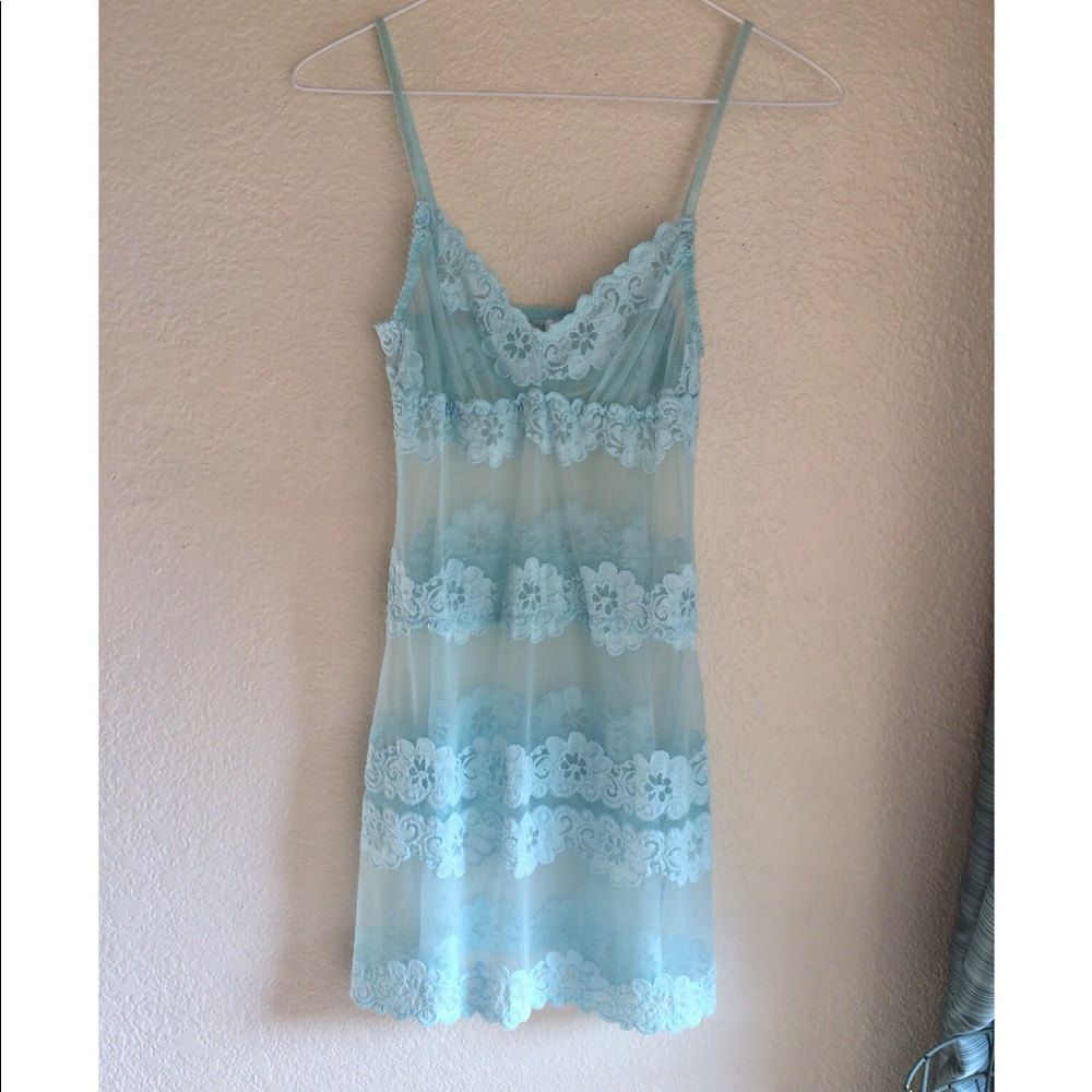MBlue Flower & Lace Sheer Lingerie